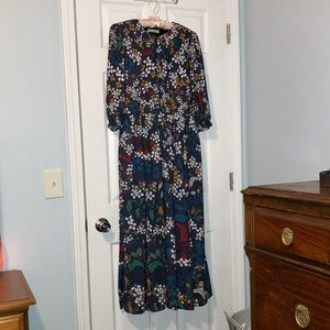 Beautiful dark blue floral maxi dress, never worn! eShakti Wayward Fancies